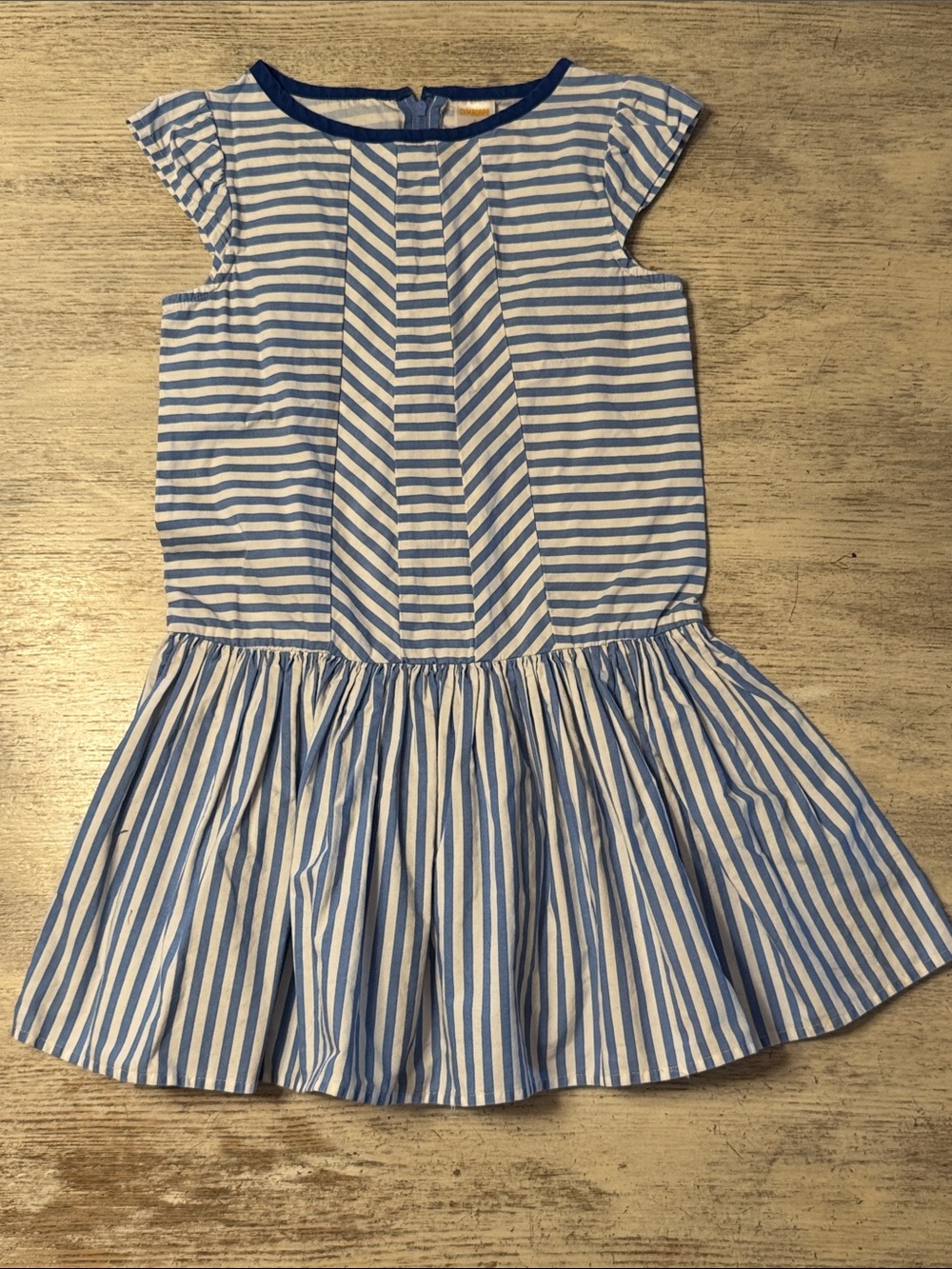 Gymboree Nautical Blue and White Striped Cotton Drop-Waist Dress Size 6 Years